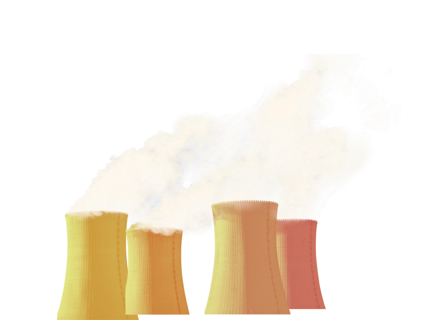 Cooling towers releasing steam