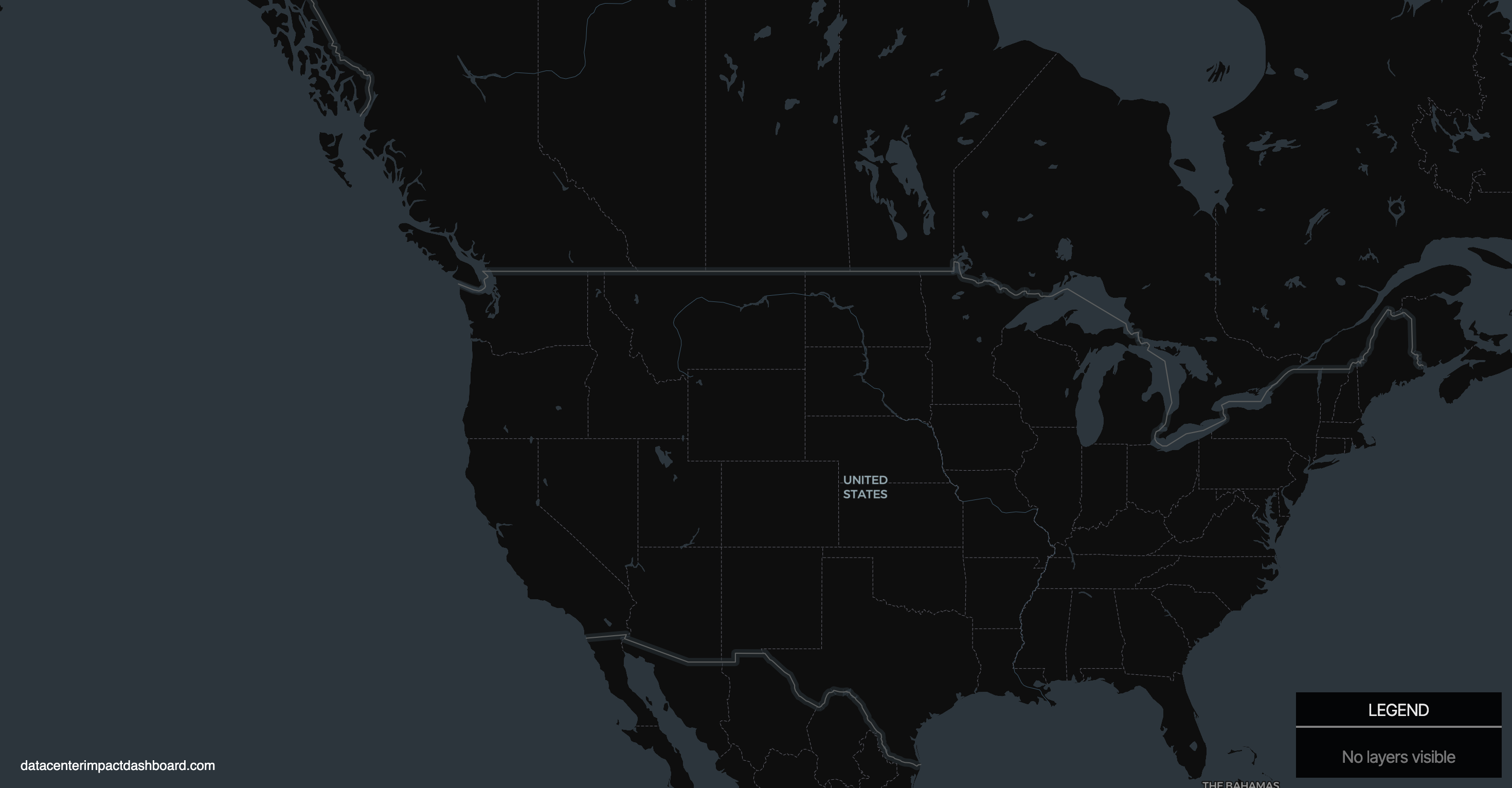 United States map with no data layers visible
