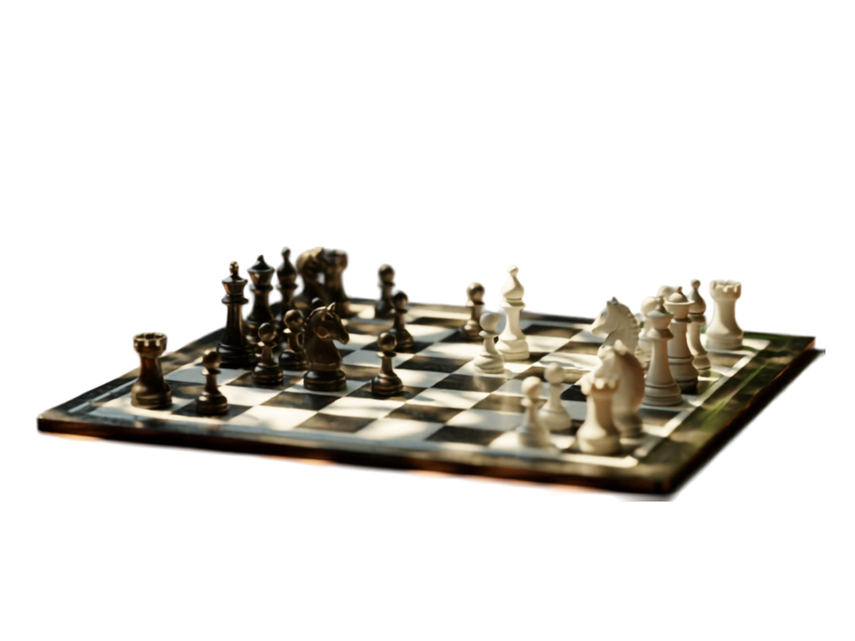 Chess board mid-game with pieces in play
