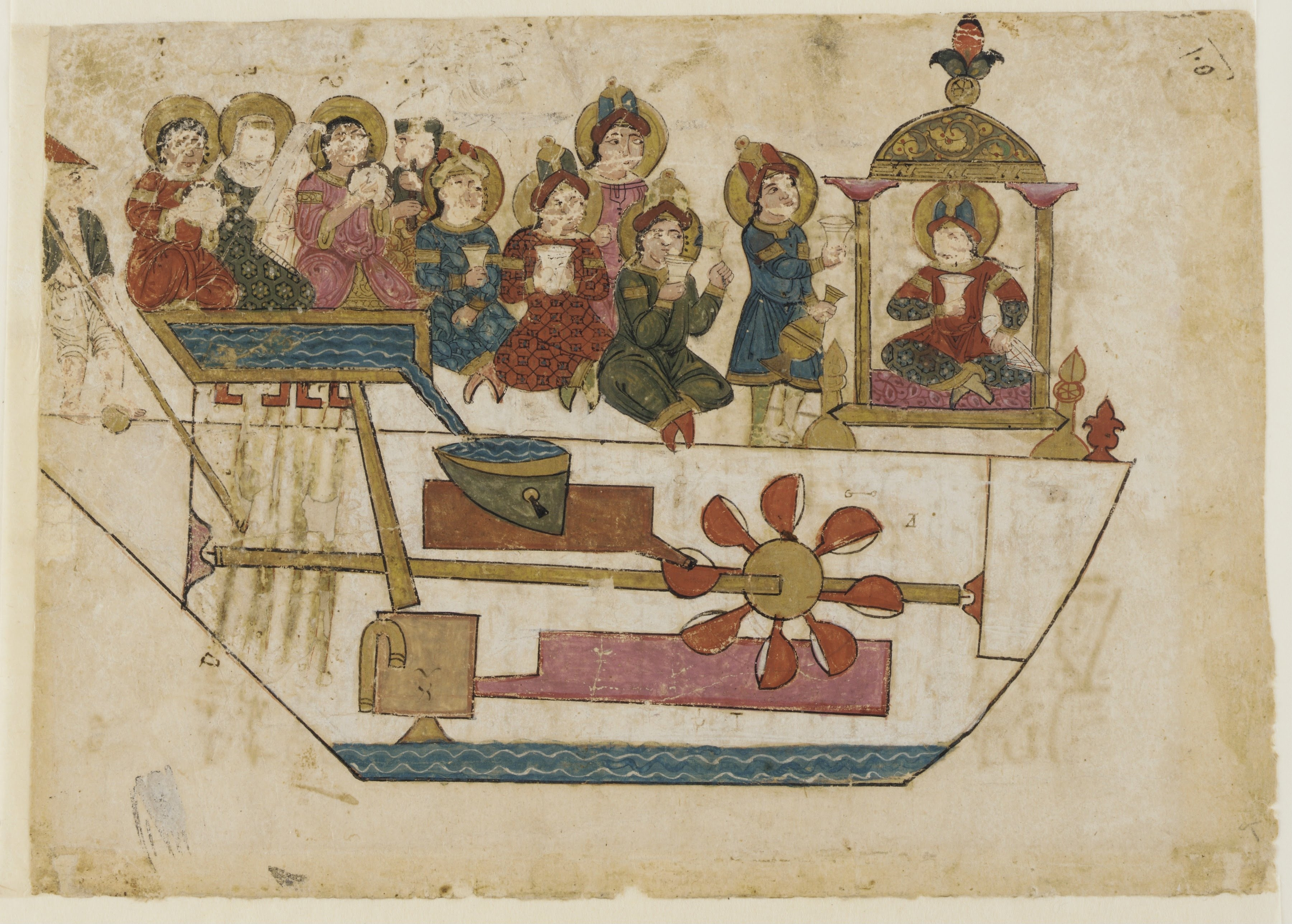 Al-Jazari’s musical boat automaton with four mechanical musicians