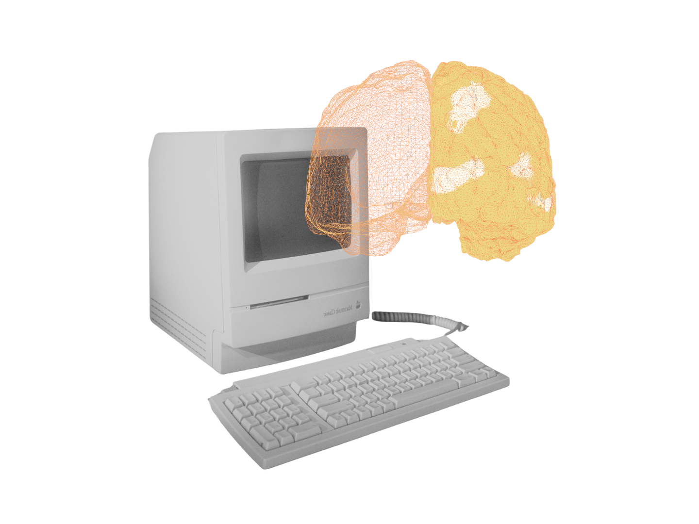 Diagram linking a computer to a human brain