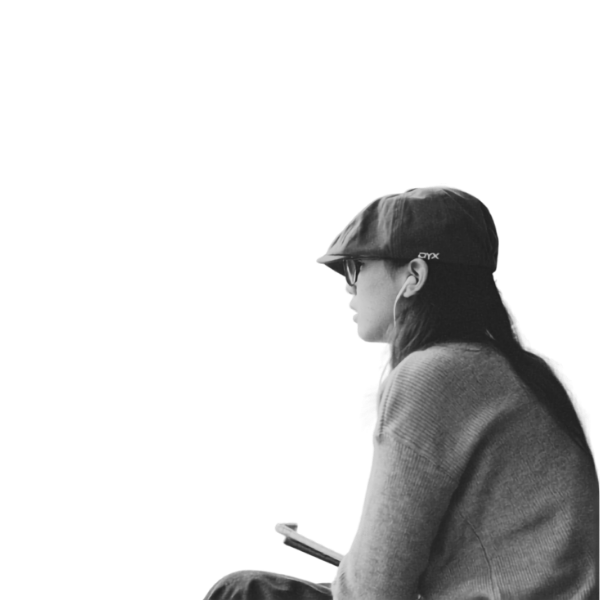 Person in a cap, side profile